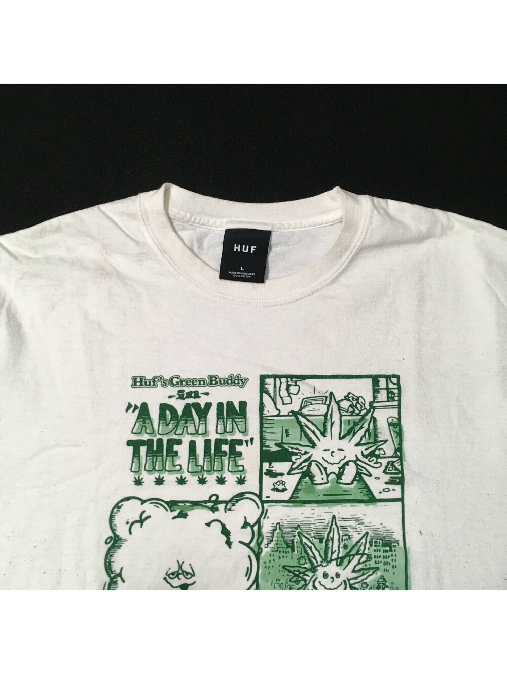 HUF Green Buddy Shirt Skateboard Mens Size DAY IN THE LIFE LARGE
